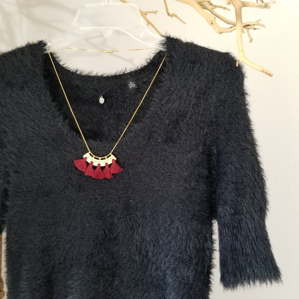 Knitted & Knotted Fuzzy Sweater Top